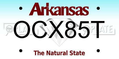 OCX85T Arkansas License Plate