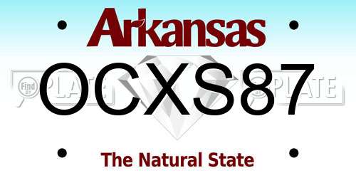 OCXS87 Arkansas License Plate