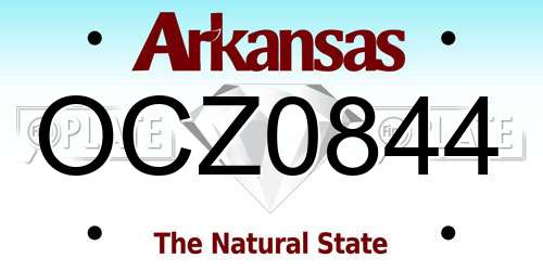 OCZ0844 Arkansas License Plate