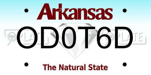 OD0T6D Arkansas License Plate