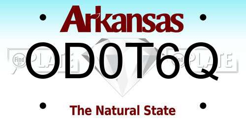 OD0T6Q Arkansas License Plate