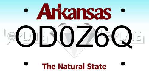 OD0Z6Q Arkansas License Plate