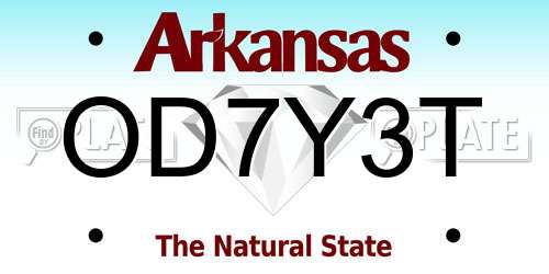 OD7Y3T Arkansas License Plate
