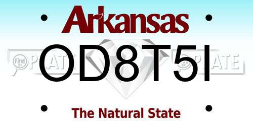 OD8T5I Arkansas License Plate