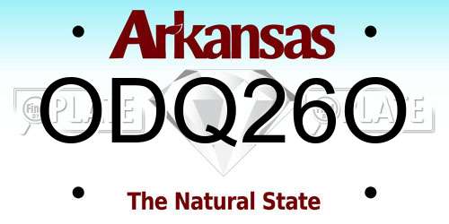 ODQ26O Arkansas License Plate