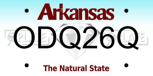 ODQ26Q Arkansas License Plate