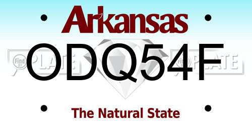 ODQ54F Arkansas License Plate