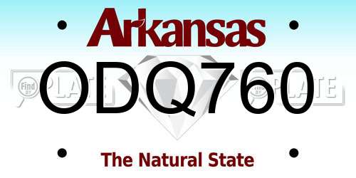 ODQ760 Arkansas License Plate