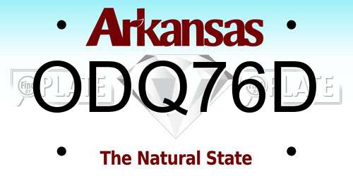 ODQ76D Arkansas License Plate