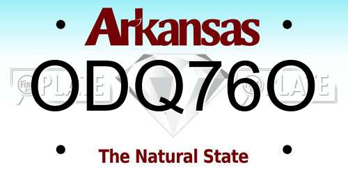 ODQ76O Arkansas License Plate