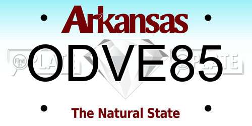 ODVE85 Arkansas License Plate