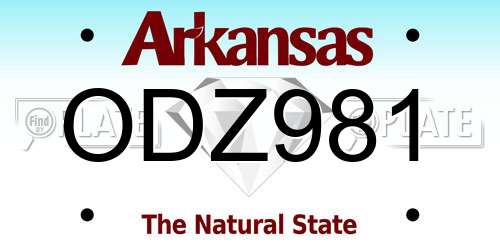 ODZ981 Arkansas License Plate
