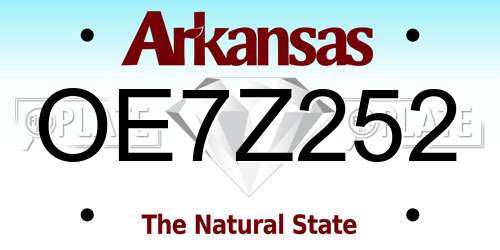 OE7Z252 Arkansas License Plate