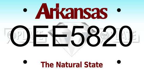 OEE5820 Arkansas License Plate