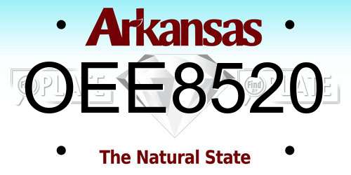OEE8520 Arkansas License Plate