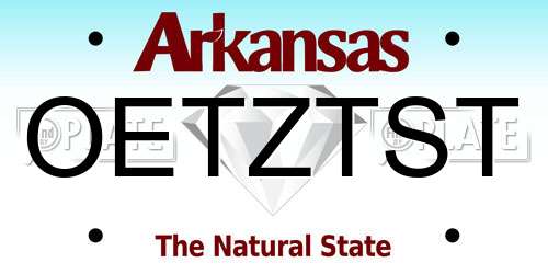 OETZTST Arkansas License Plate
