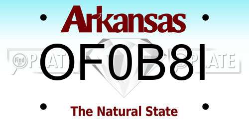 OF0B8I Arkansas License Plate
