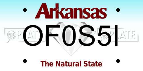 OF0S5I Arkansas License Plate