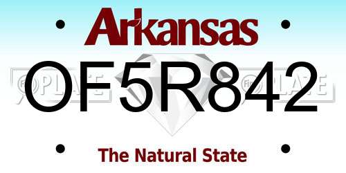 OF5R842 Arkansas License Plate