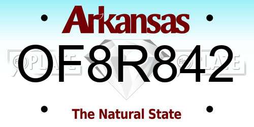 OF8R842 Arkansas License Plate