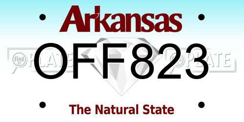 OFF823 Arkansas License Plate