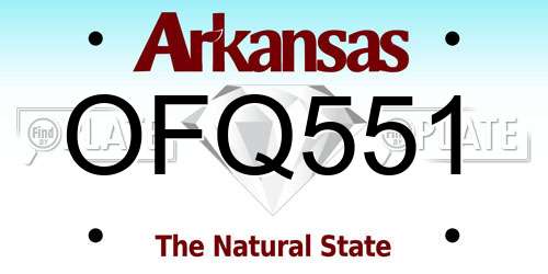 OFQ551 Arkansas License Plate