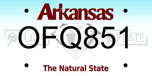 OFQ851 Arkansas License Plate