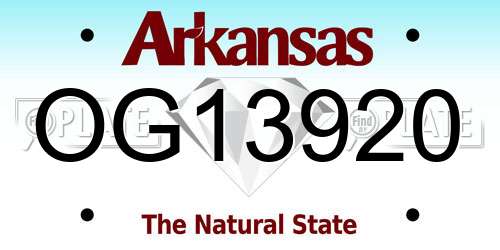 OG13920 Arkansas License Plate