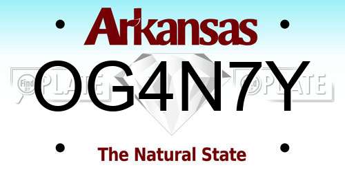 OG4N7Y Arkansas License Plate
