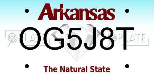 OG5J8T Arkansas License Plate