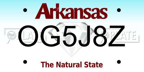 OG5J8Z Arkansas License Plate