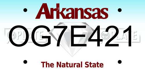 OG7E421 Arkansas License Plate