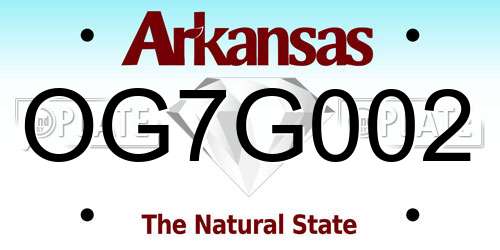 OG7G002 Arkansas License Plate