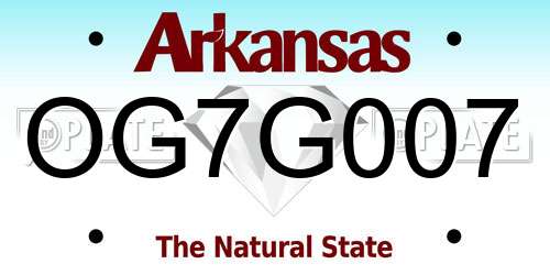 OG7G007 Arkansas License Plate