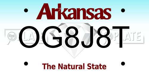 OG8J8T Arkansas License Plate