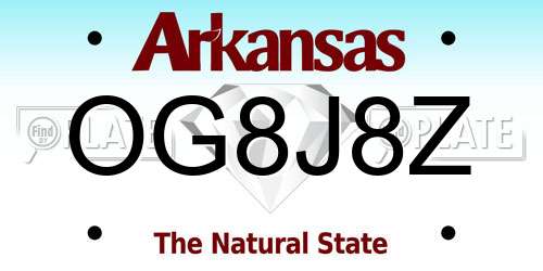 OG8J8Z Arkansas License Plate