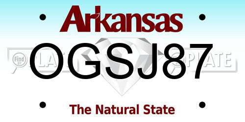 OGSJ87 Arkansas License Plate