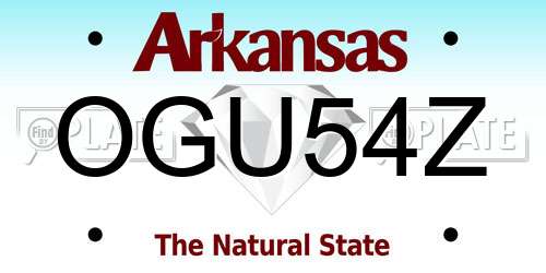 OGU54Z Arkansas License Plate
