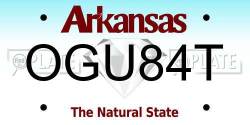 OGU84T Arkansas License Plate