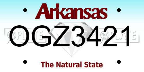 OGZ3421 Arkansas License Plate