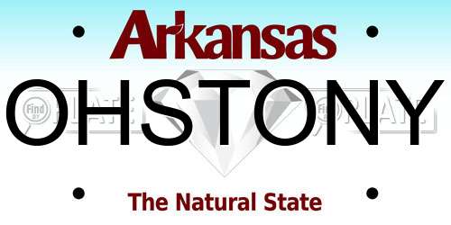 OHSTONY Arkansas License Plate