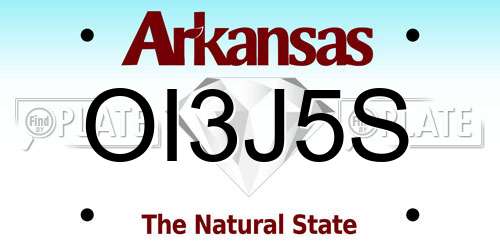OI3J5S Arkansas License Plate