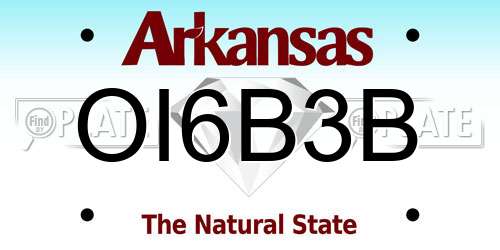 OI6B3B Arkansas License Plate