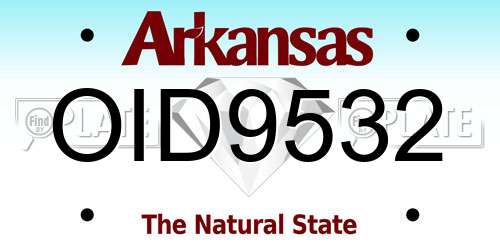 OID9532 Arkansas License Plate