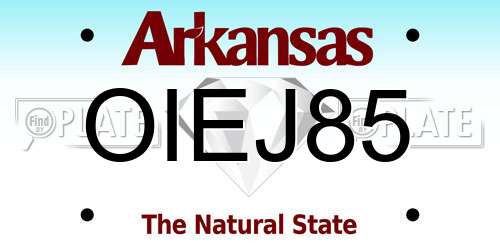 OIEJ85 Arkansas License Plate