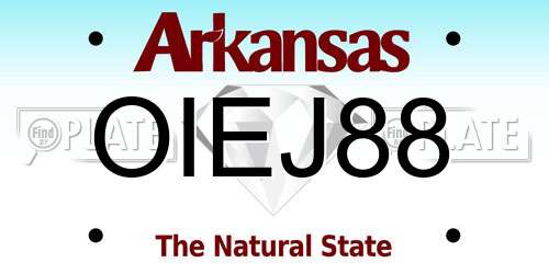 OIEJ88 Arkansas License Plate