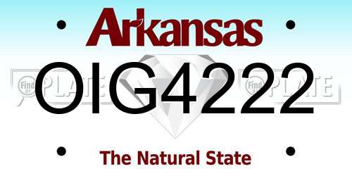 OIG4222 Arkansas License Plate