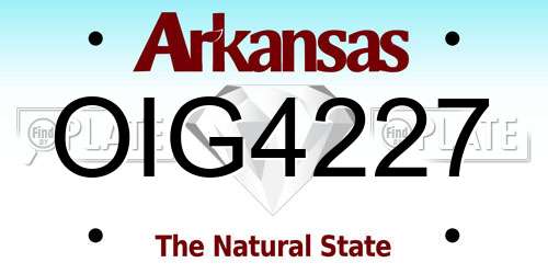 OIG4227 Arkansas License Plate