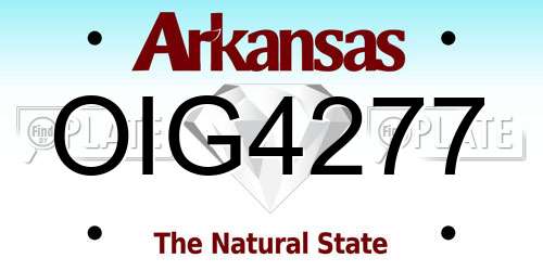 OIG4277 Arkansas License Plate