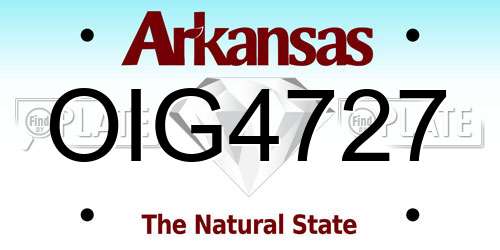 OIG4727 Arkansas License Plate